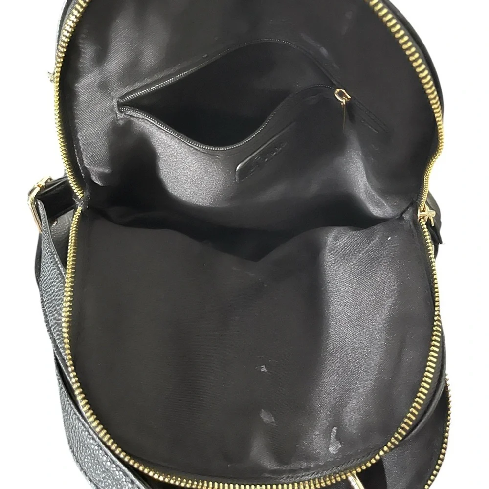 Crossi Jenna Black Vegan Leather Backpack with Leopard Bow